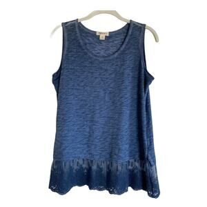 Style & Co. Sleeveless Lace Trim Tank Top Blue Petite Small (PS)